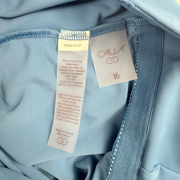 CALIA Womens Triangle Strappy Back One Piece Swimsuit Tranquil Blue Size 16 NWT - Picture 8 of 10